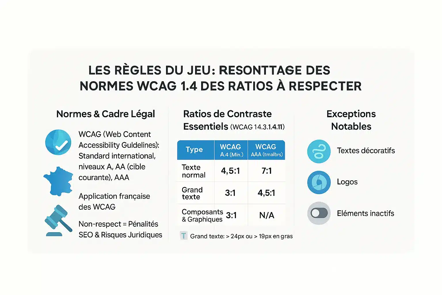 Illustration des ratios de contraste WCAG pour l'accessibilité web