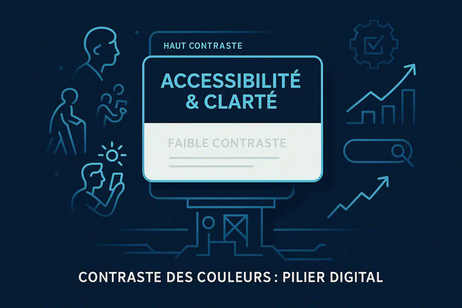 Illustration du contraste des couleurs comme pilier du design web moderne