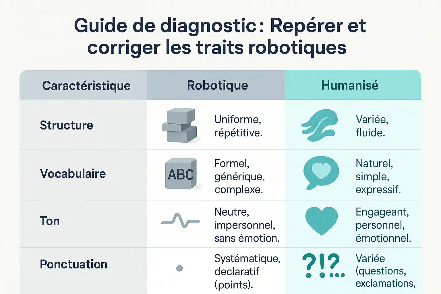 Comparaison texte robotique vs humanisé