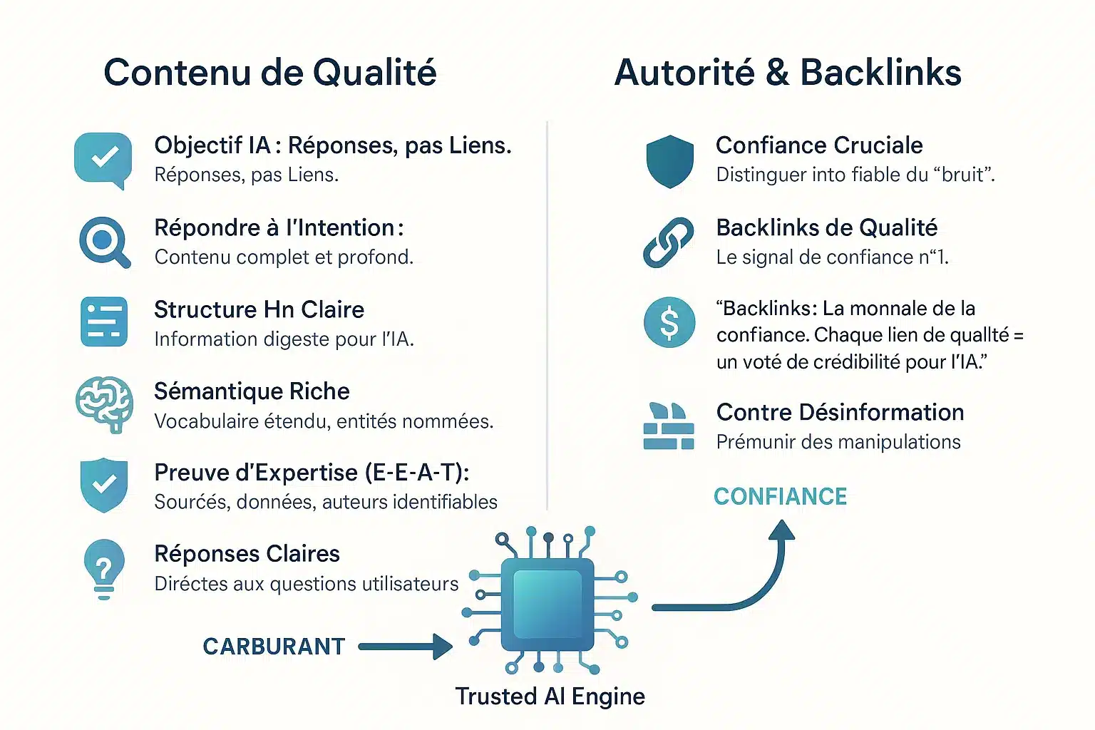 Illustration de la qualité du contenu et de l'autorité dans le référencement à l'ère de l'IA